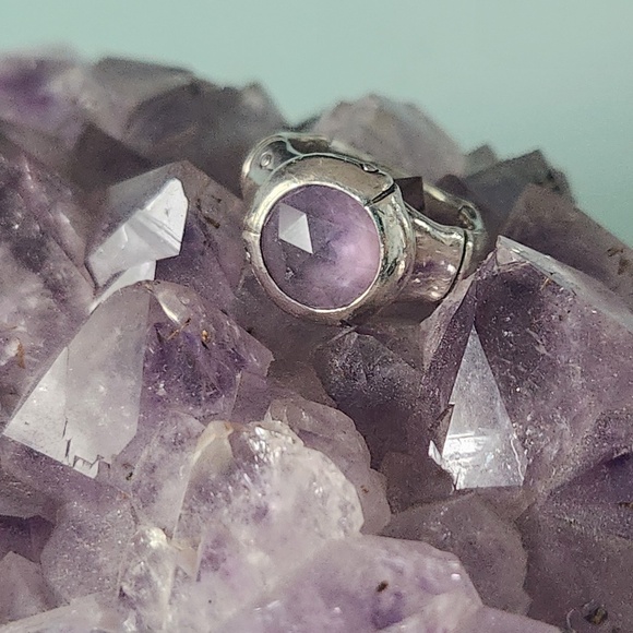 John Hardy Sterling Silver & Amethyst Bamboo Ring, size 7, preloved - Picture 2 of 14